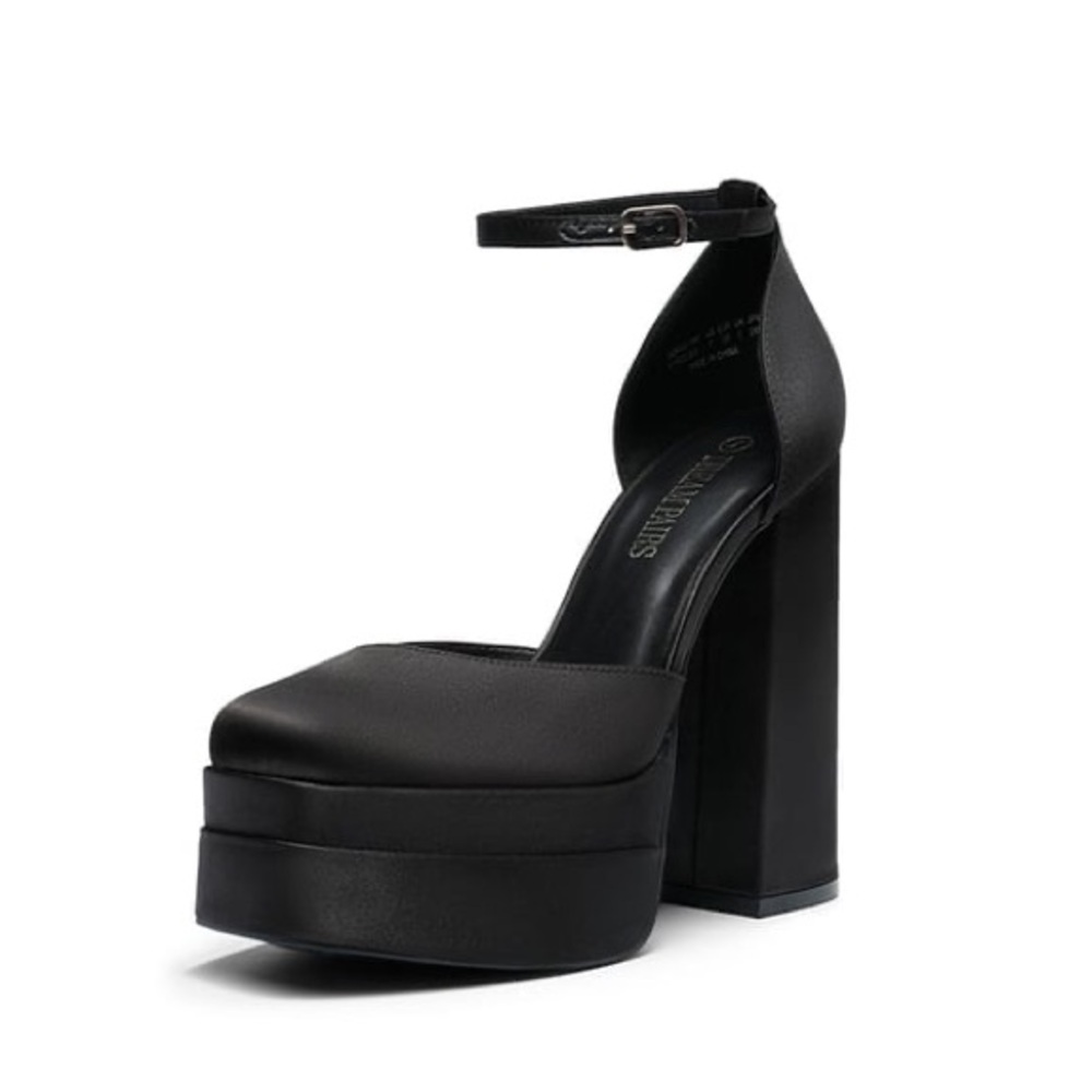 DREAM PAIRS High Chunky Square Toe Ankle Strap Platform Pumps